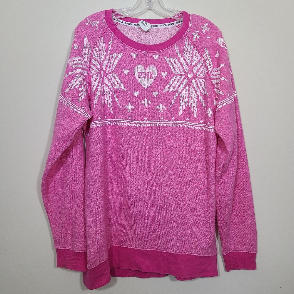 Pink By Victoria Secret Snow Flakes Sweater Size S
